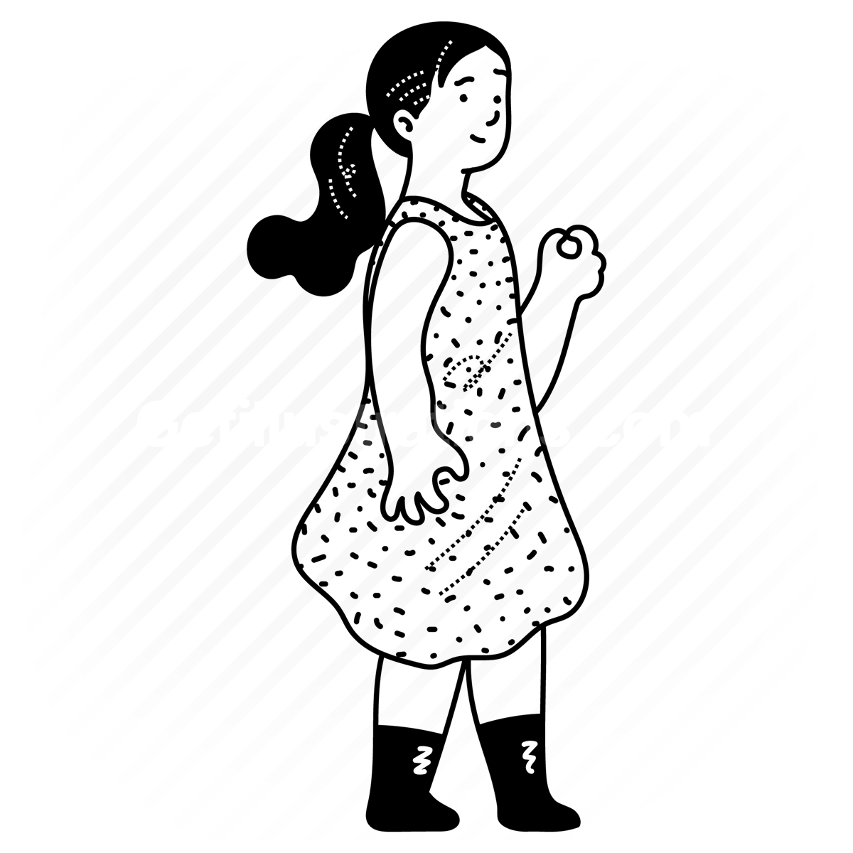 girl, female, child, dress, pattern, boots, gesture